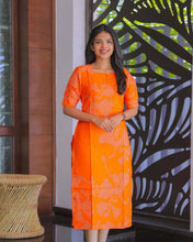 Load image into Gallery viewer, Bright Orange Cotton Kurti