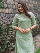 Load image into Gallery viewer, Mint Green Floral Comfort Kurti