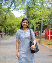 Load image into Gallery viewer, Pastel Blue Shimmer Kurti - Casual Elegance
