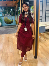 Load image into Gallery viewer, Maroon Cotton Kurti Set with Printed Dupatta
