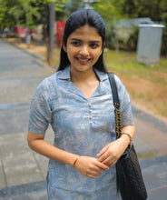 Load image into Gallery viewer, Pastel Blue Shimmer Kurti - Casual Elegance
