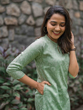 Load image into Gallery viewer, Mint Green Floral Comfort Kurti
