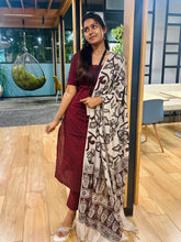 Load image into Gallery viewer, Maroon Cotton Kurti Set with Printed Dupatta

