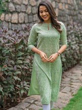 Load image into Gallery viewer, Mint Green Floral Comfort Kurti
