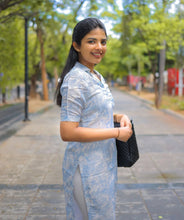 Load image into Gallery viewer, Pastel Blue Shimmer Kurti - Casual Elegance
