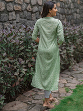 Load image into Gallery viewer, Mint Green Floral Comfort Kurti
