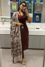 Load image into Gallery viewer, Maroon Cotton Kurti Set with Printed Dupatta
