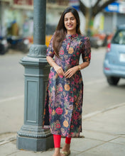 Load image into Gallery viewer, Diya Rose Black Printed Cotton Kurti
